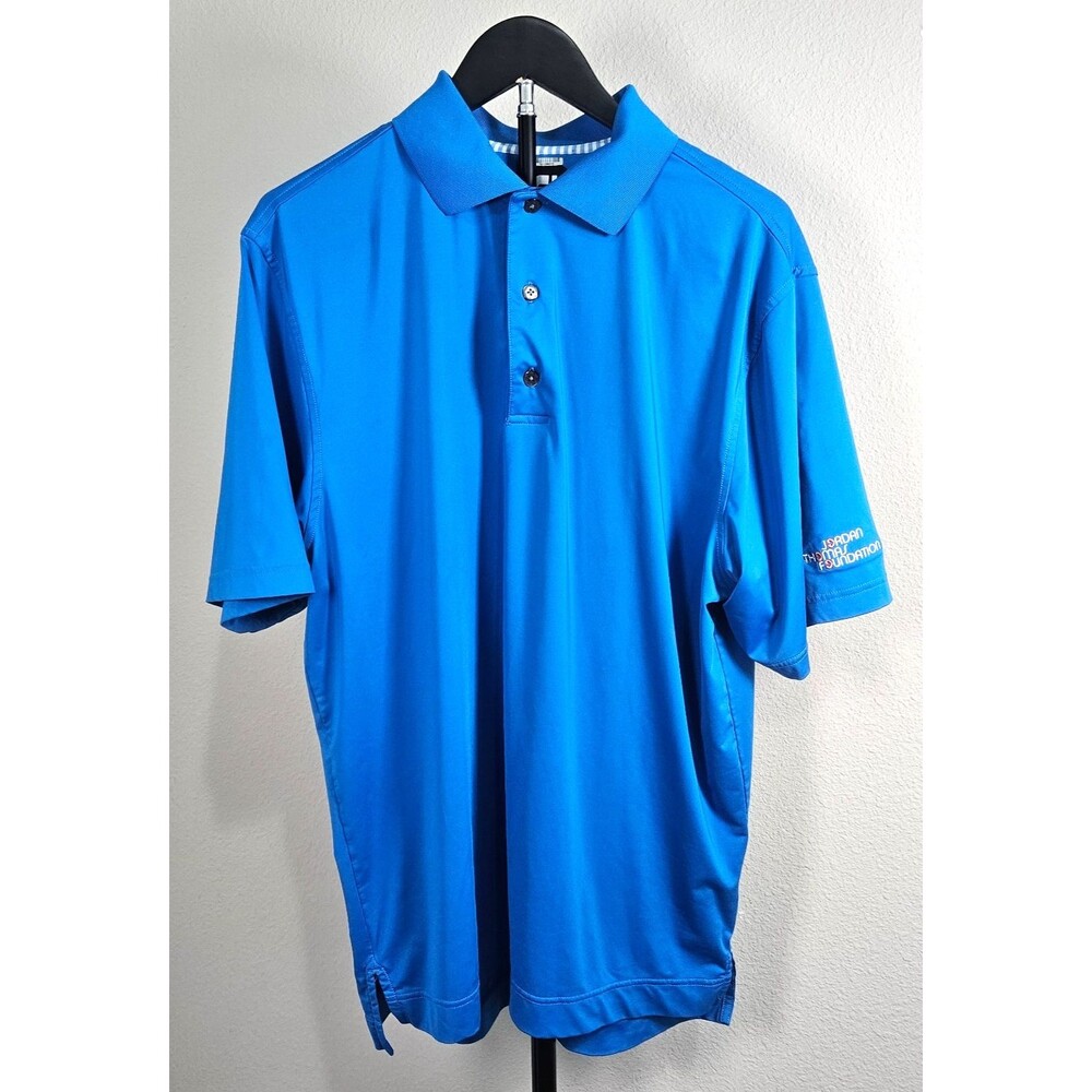 FootJoy FJ Mens Med Blue Golf Polo‎ Performance Stretch Jordan Thomas Foundation
